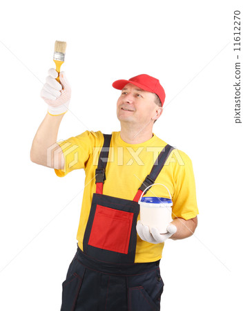 Smiling painter with tools. Smiling painter with tools. 11612270