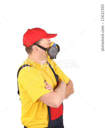 Worker in gas mask. 11612305