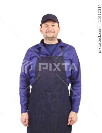 Smiling man dressed in apron. Smiling man dressed in apron. 11612314