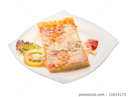 Pizza with tomato sauce and mozarella 11614173