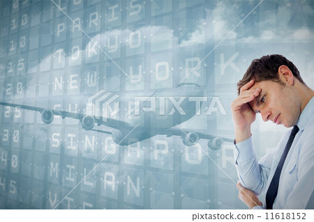 Composite image of businessman with a headache Composite image of businessman with a headache 11618152