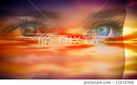 Composite image of close up of female blue eyes Composite image of close up of female blue eyes 11618366