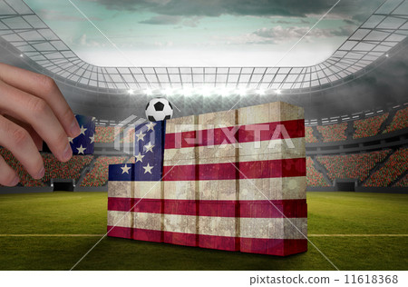 Composite image of hand building wall Composite image of hand building wall 11618368
