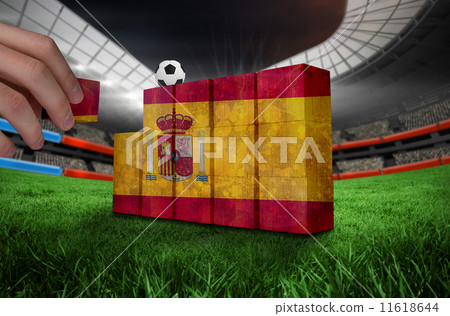 Composite image of hand building wall 11618644