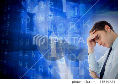 Composite image of businessman with a headache Composite image of businessman with a headache 11619285