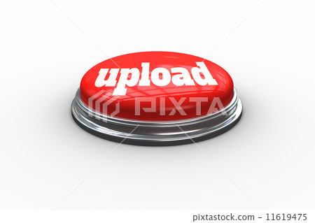 Upload on digitally generated red push button - Stock Illustration ...