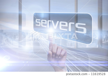 Businessman pointing to word servers 11619528