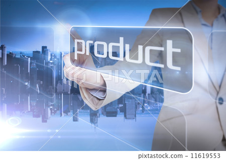 Businesswoman presenting the word product Businesswoman presenting the word product 11619553