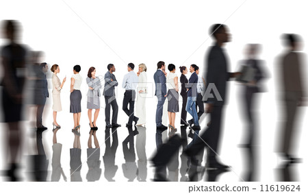 Composite image of many business people standing in a line 11619624