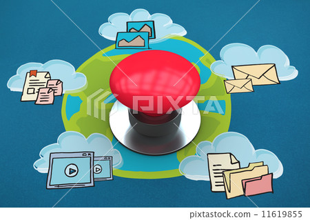 Composite image of digitally generated red push button Composite image of digitally generated red push button 11619855