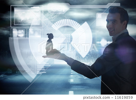 Composite image of businesswoman using laptop Composite image of businesswoman using laptop 11619859