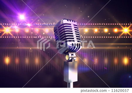 Composite image of retro chrome microphone Composite image of retro chrome microphone 11620037