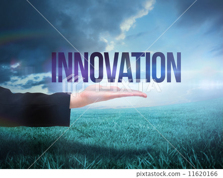 Businesswomans hand presenting the word innovation 11620166