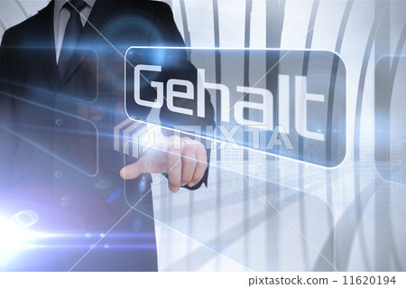 Businessman presenting the word salary in german 11620194