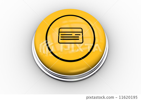 Credit card graphic on yellow push button 11620195