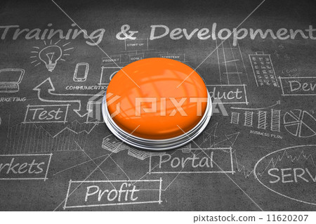Composite image of shiny orange push button Composite image of shiny orange push button 11620207