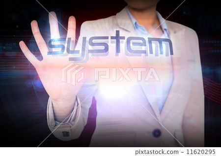 Businesswoman presenting the word system Businesswoman presenting the word system 11620295