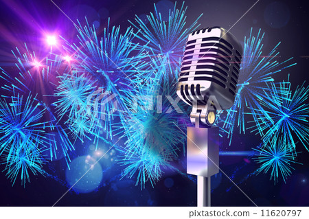 Composite image of retro chrome microphone 11620797