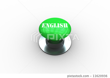 English on digitally generated green push button 11620936