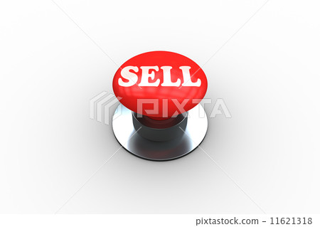 Sell on digitally generated red push button - Stock Illustration ...