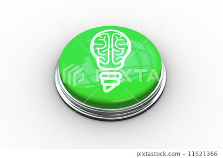 Composite image of light bulb with brain inside graphic on butto 11621366