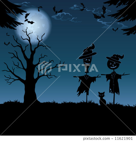 Halloween landscape, with scarecrows 11621901