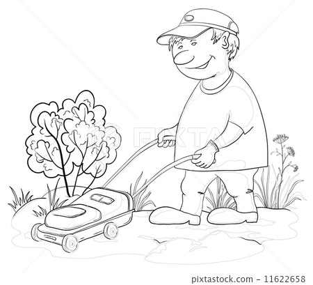 Lawn mower man, outline 11622658