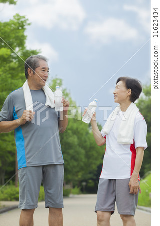 Senior drinking water of plastic bottles 11623434