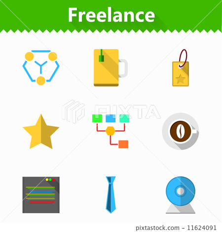 Flat vector icons for freelance and business - Stock Illustration ...