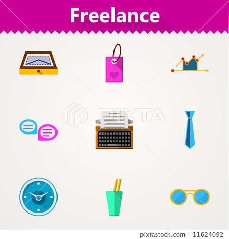 Flat vector icons for freelance and business - Stock Illustration ...
