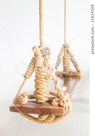 Vintage hanging swing seat on white background Vintage hanging swing seat on white background 11624508