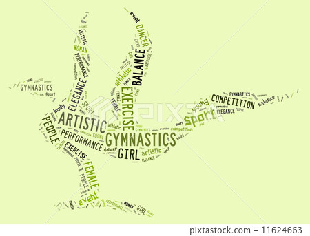 artistic gymnastics pictogram with green wordings 11624663