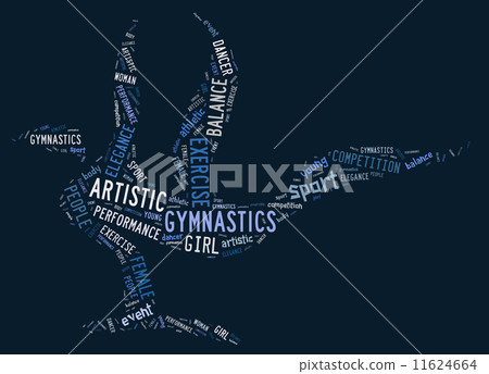 artistic gymnastics pictogram with blue wordings 11624664