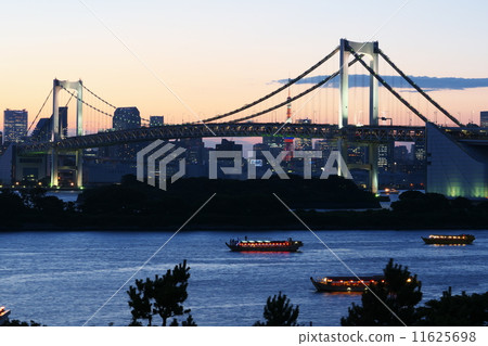 Odaiba night view Rainbow Bridge and Tokyo Tower Odaiba night view Rainbow Bridge and Tokyo Tower 11625698