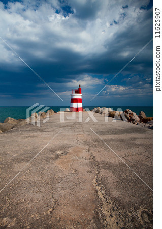 Lighthouse on the Tavira Island before storm, Algarve,Portugal 11625907
