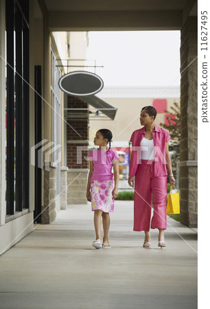 African mother and daughter window shopping 11627495