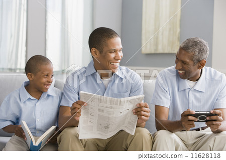 African American grandfather, father and son relaxing African American grandfather, father and son relaxing 11628118