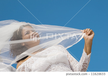 Low angle view of Hispanic bride Low angle view of Hispanic bride 11628633