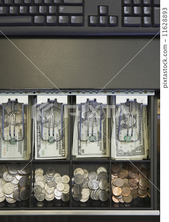 Open cash register drawer with money Open cash register drawer with money 11628893