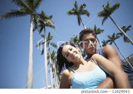 Low angle view of multi-ethnic couple 11629041