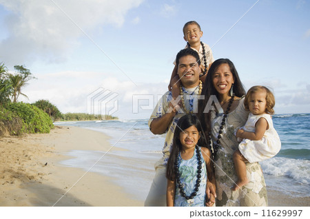 Pacific Islander family at beach 11629997