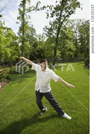 Senior Asian man practicing tai chi 11630187