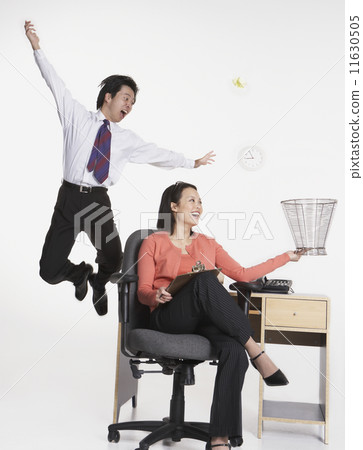 Studio shot of happy Asian businesspeople  11630505
