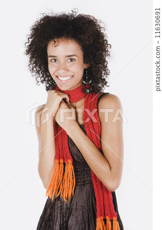 Mixed Race woman wearing scarf Mixed Race woman wearing scarf 11630691