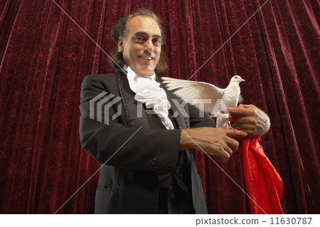 Portrait of magician holding dove 11630787