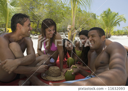 Multi-ethnic friends at beach 11632093