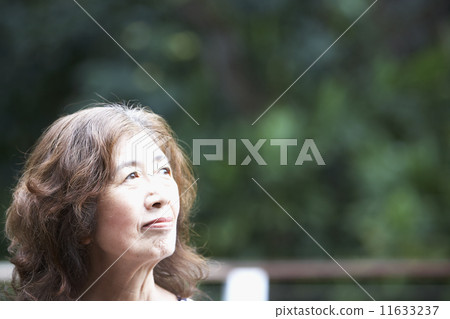 Senior Asian woman looking to side Senior Asian woman looking to side 11633237