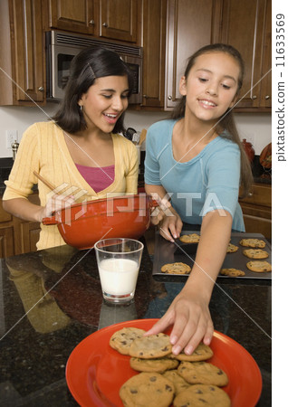 Multi-ethnic girls baking cookies Multi-ethnic girls baking cookies 11633569