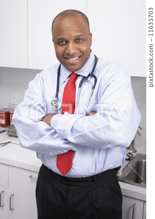 African American male medical professional wearing stethoscope 11633703