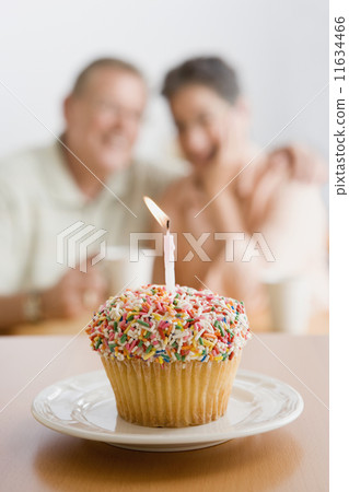 Cupcake with birthday candle 11634466